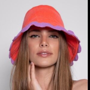 NWT Sundress neon coral terrycloth hat